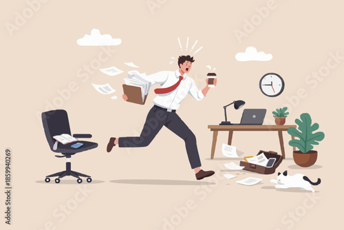 Busy Office Worker Running