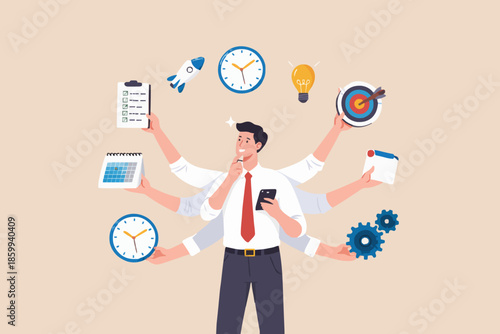 Busy Person Working Hard