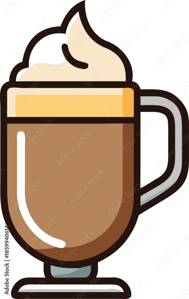 Obraz premium Vector Icon Of A Steaming Mug Of Irish Coffee With Cream
