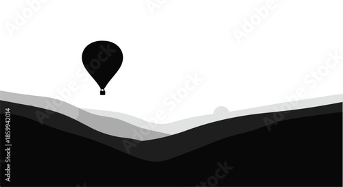 hot air balloon in the mountains