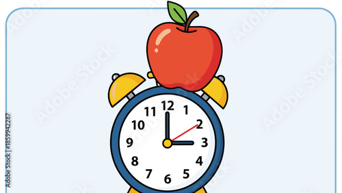 Alarm Clock with Red Apple on Top.