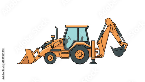Backhoe Loader Heavy Construction Equipment Machine.