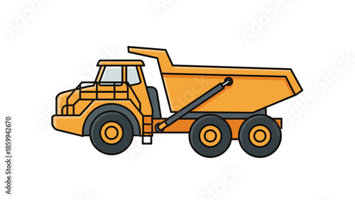 Large Yellow Dump Truck Illustration.