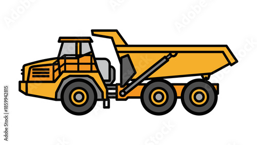Yellow Dump Truck Illustration Vehicle.