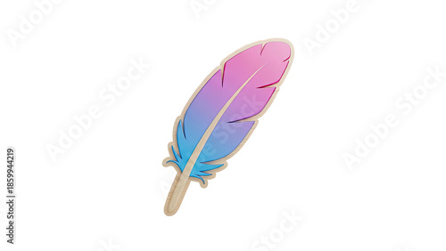 Wooden Feather with Gradient Pink and Blue