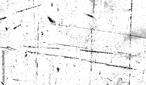 Minimalist Abstract Black and White Grunge Texture Vector Design with Dust, Scratches, Grainy Noise and Raw Distressed Visual Effects.