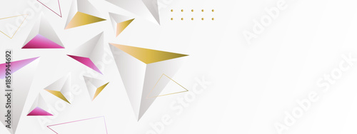 Many geometrical triangles with gradient colors on white backdrop