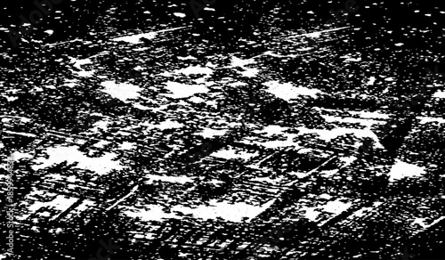 Minimalist Abstract Black and White Grunge Texture Vector Design with Dust, Scratches, Grainy Noise and Raw Distressed Visual Effects.
