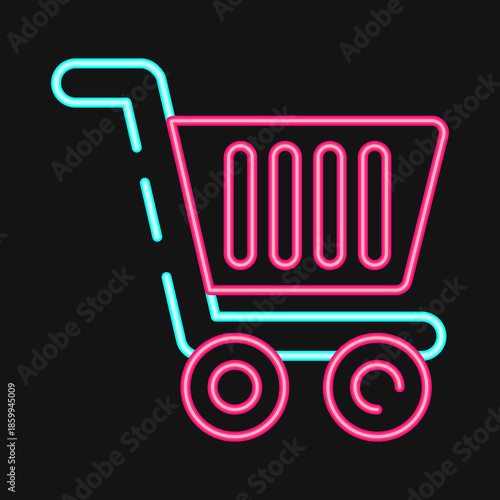 Icon trolley. Black Friday Sale elements. Icon in neon style.