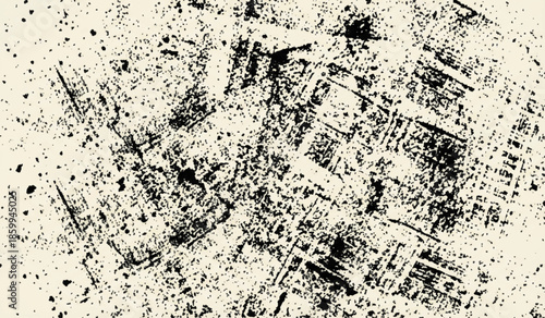 Minimalist Abstract Black and White Grunge Texture Vector Design with Dust, Scratches, Grainy Noise and Raw Distressed Visual Effects.