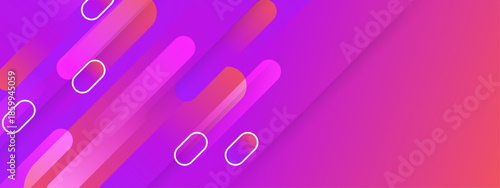 Features pink purple background with thin white outlines and elongated shapes