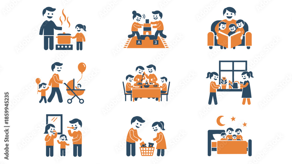 Fototapeta premium Family Activities Collection Illustrating Bonding Moments.