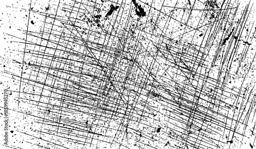 Minimalist Abstract Black and White Grunge Texture Vector Design with Dust, Scratches, Grainy Noise and Raw Distressed Visual Effects.