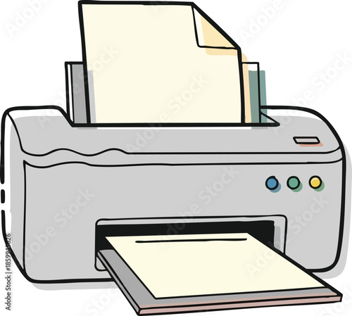 Cartoon Printer with Paper