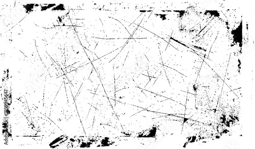 Minimalist Abstract Black and White Grunge Texture Vector Design with Dust, Scratches, Grainy Noise and Raw Distressed Visual Effects.