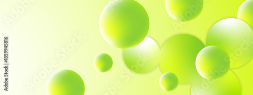 Abstract background with green spheres on green gradient. Perfect for environmental designs, sustainability concepts, or futuristic technology projects. Great for graphics