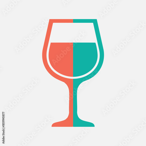 Stylized Wine Glass Divided Color Block