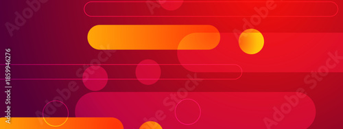 Red circles and rounded rectangles on a gradient background. Ideal for modern graphic designs, social media posts, or abstract art projects