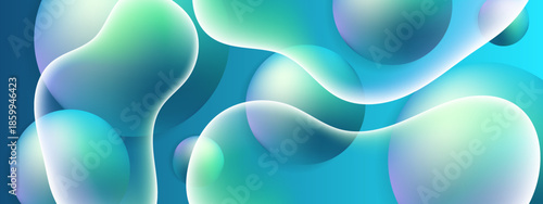 Abstract blue and green blobs suitable for backgrounds, web design elements, and modern art projects needing a translucent aesthetic
