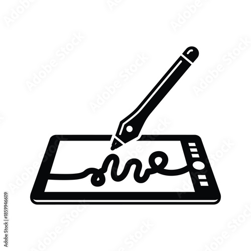 Digital tablet with stylus writing on screen