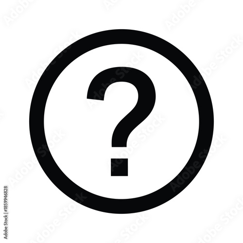 Black question mark icon on white background