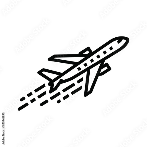 Plane Taking Off Simple Line Icon
