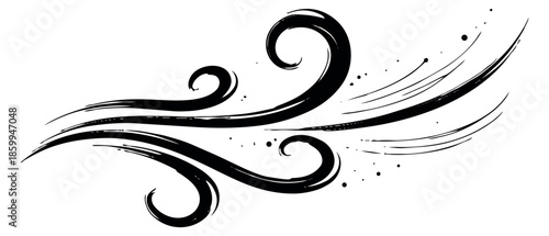 Hand drawn illustration of wind depicting a swirling flow for weather conditions