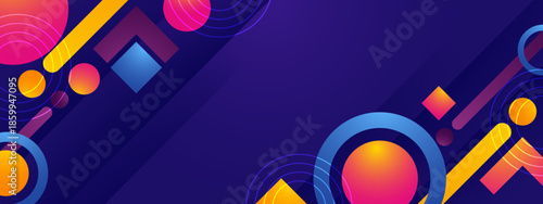 Geometric shapes with circles, squares, and rectangles in a colorful design, ideal for backgrounds, patterns, branding, and abstract concepts