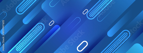 Blue gradient stripes and rounded rectangles with striped patterns suitable for website banners or social media backgrounds