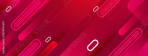 Red gradient shapes and white outlined capsules background suitable for web design projects, digital artwork, presentations, and social media graphics