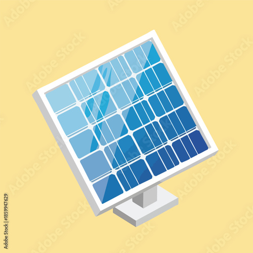 Solar Panel Flat Design Against Yellow Background