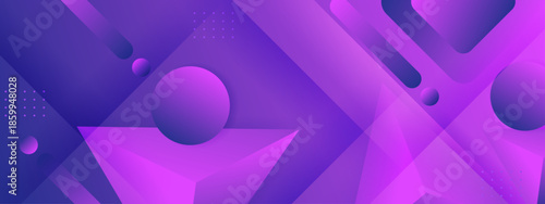 Purple gradient background featuring circles, dots, and triangles. Ideal for modern and vibrant design projects needing a colorful backdrop