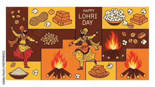 Vibrant Lohri celebration with traditional dance and festive bonfire