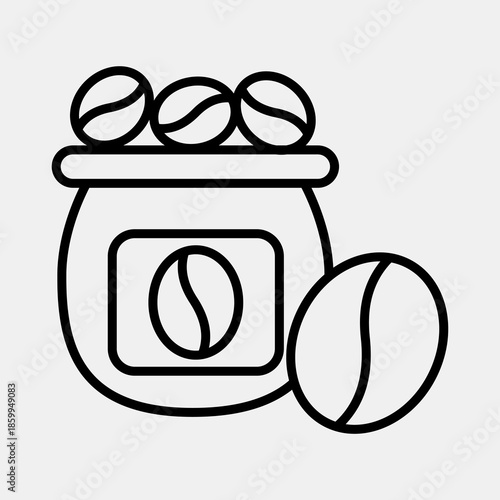 Icon coffee bean. Coffee shop elements. Icon in line style.