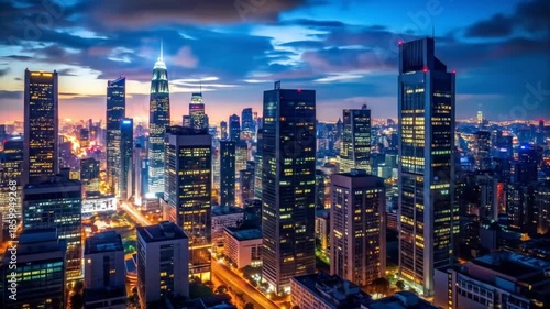 Kuala Lumpur Skyline at Dusk: Cityscape with Skyscrapers