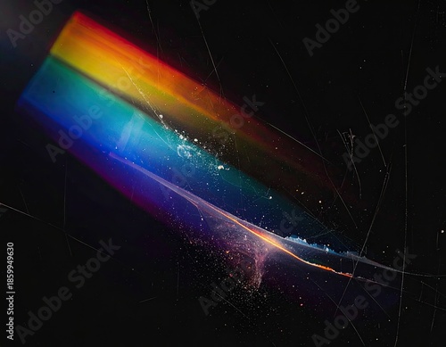 Angular spectrum of light across dark background, with scratches and texture
