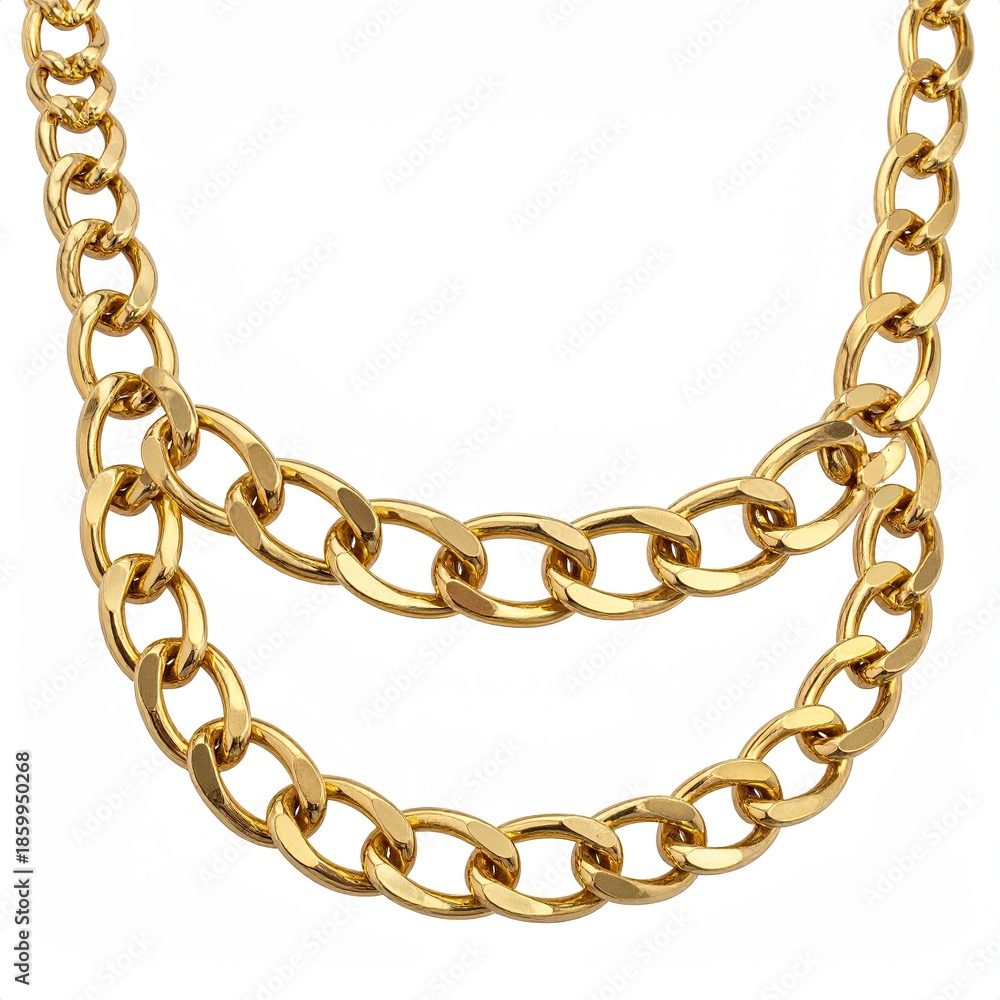 Obraz premium Elegant gold necklace with two parallel strands of oval links