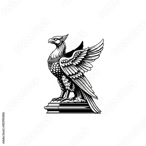 Mythological griffin statue detailed illustration