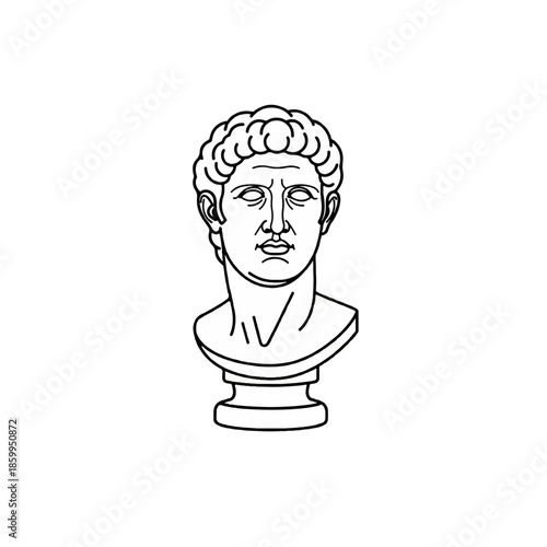 Classical Male Bust Sculpture Outline Drawing