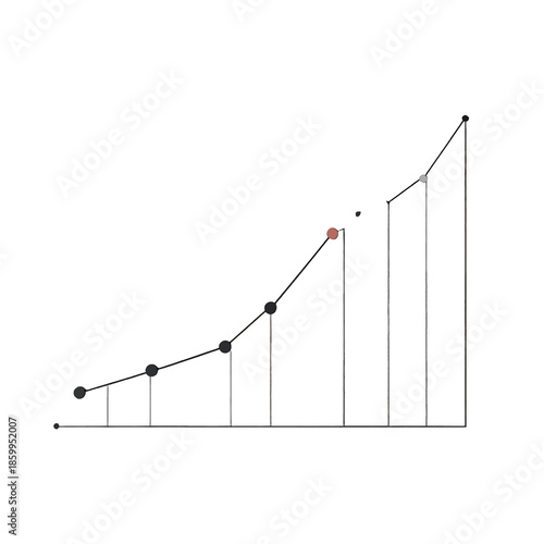 Business Growth Chart Showing Upward Trend With Data Points and Vertical Lines Against White Background
