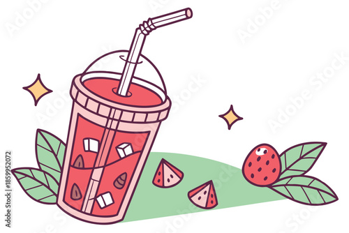 Beverage Cup with Straw Icon Representing Cold Drinks, Juices, and Refreshments