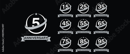 Collection of anniversary logo design. Celebration day special vector symbol concept