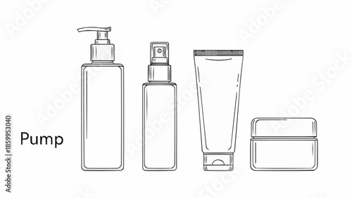 Collection of cosmetic containers for skincare products.