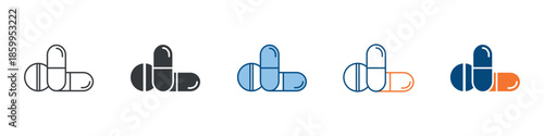 Pills Icon Set Multiple Style Collection 