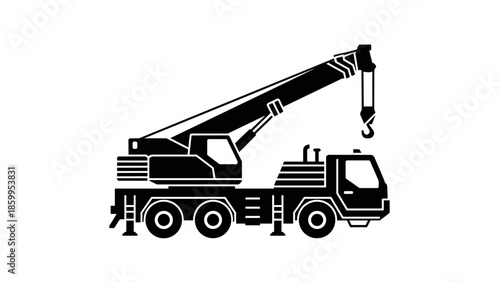 Crane Truck with Extended Hydraulic Boom.