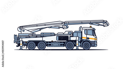 Heavy Duty Concrete Pump Truck Illustration.