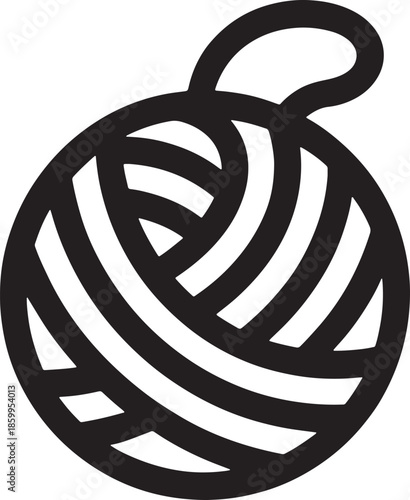 Ball of yarn vector icon showing wool thread for knitting and crochet hobby in outline style