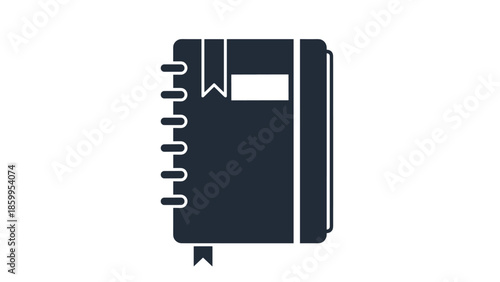 Simple Black Notebook with Bookmark.