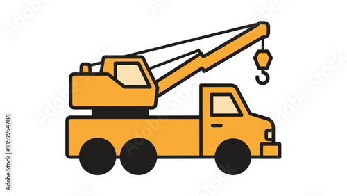 Yellow Tow Truck with Crane Illustration.