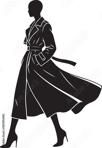 Fashion illustration silhouette, minimalist black art